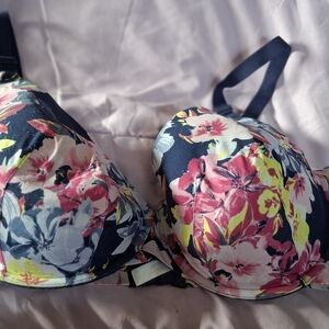 Cacique Blue and Pink Floral Bra Molded Cup Intimates Lane Bryant